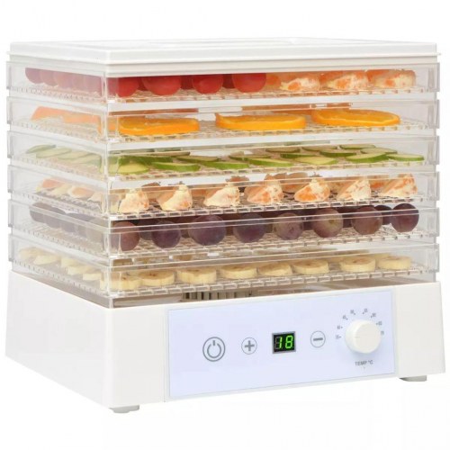 Fødevaredehydrator med 6 bakker 250 W hvid