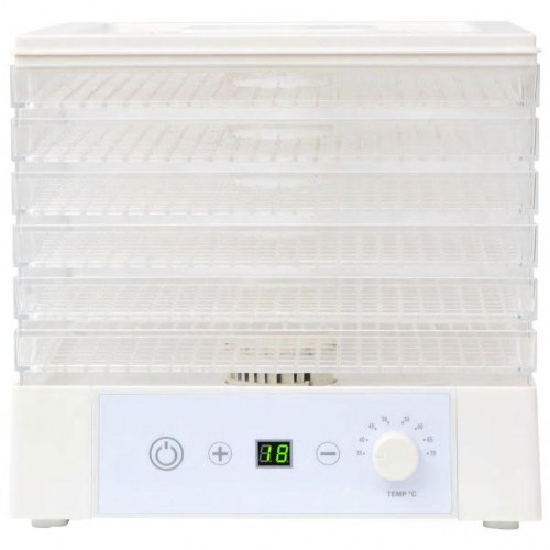 Fødevaredehydrator med 6 bakker 250 W hvid