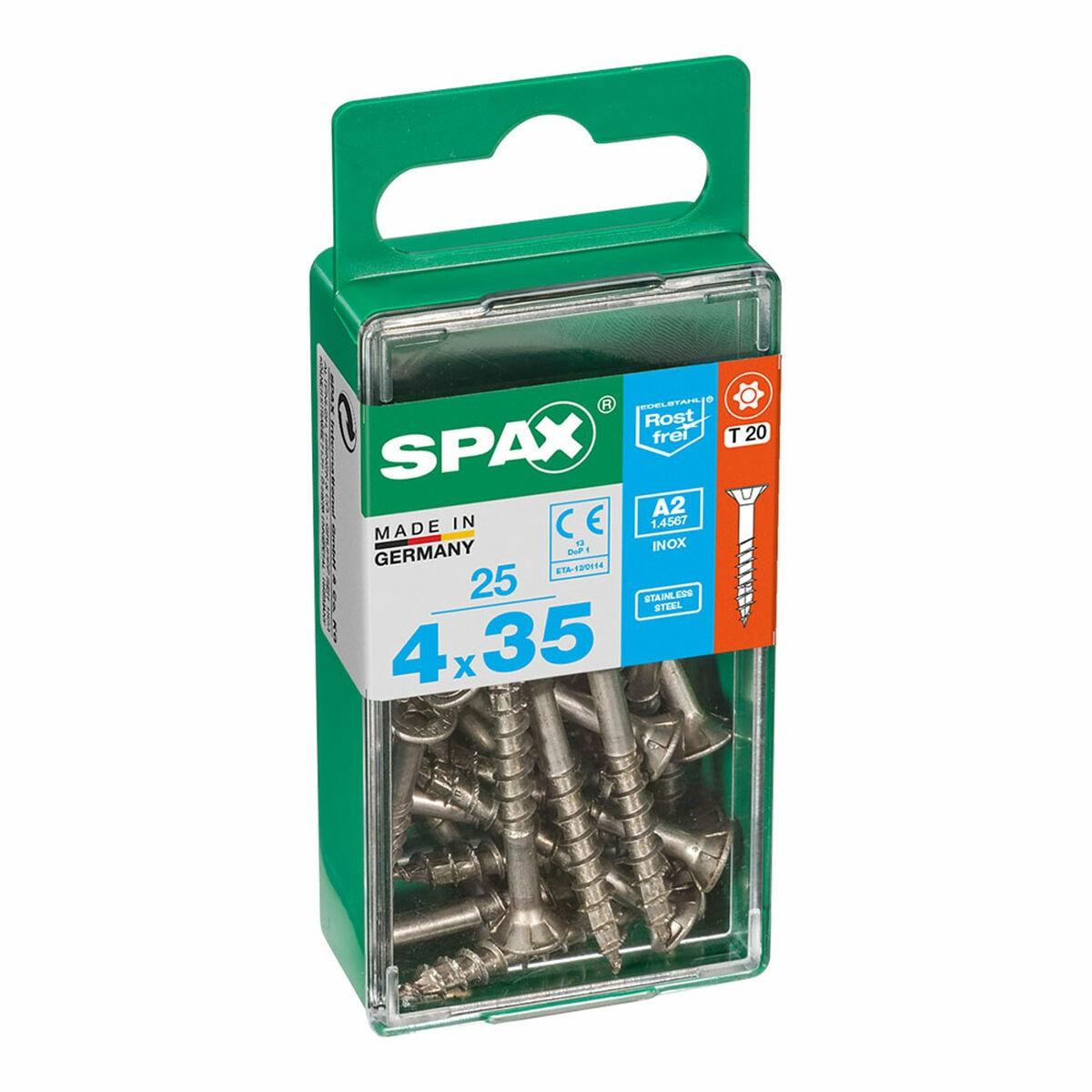 SPAX træskruer A2 rustfrit stål, fladt hoved T20 - 4 x 35 mm, 25 stk.