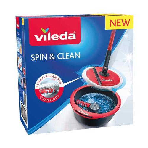 Gulvmoppe med spand Vileda Spin & Clean Roterende polypropylen