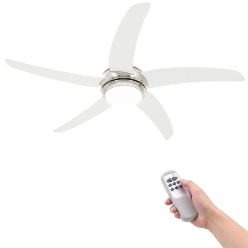 Dekorativ loftventilator med lys 128 cm hvid