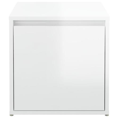 Opbevaringsskab 40,5x40x40 cm konstrueret træ hvid højglans
