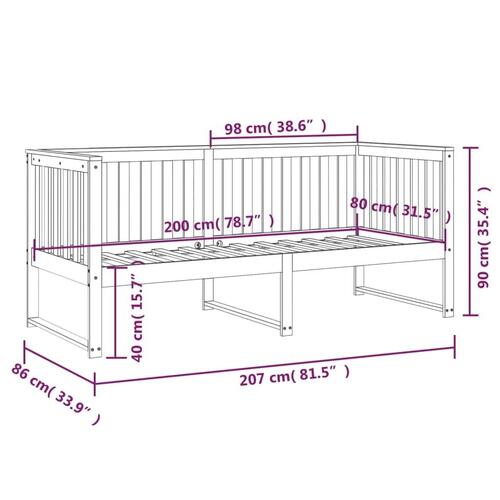 Daybed 80x200 cm massivt fyrretræ