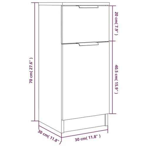 Skænk 30x30x70 cm konstrueret træ hvid højglans