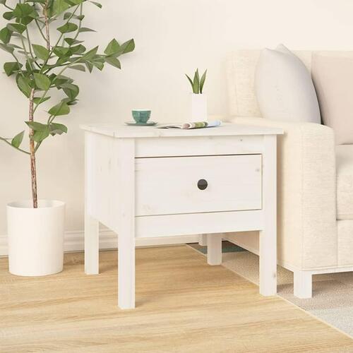 Sideborde 2 stk. 50x50x49 cm massivt fyrretræ hvid