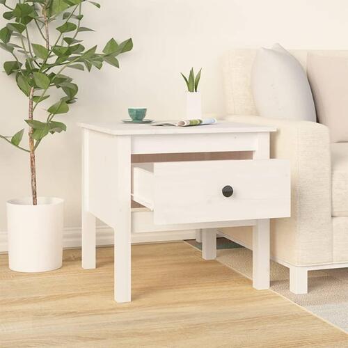 Sideborde 2 stk. 50x50x49 cm massivt fyrretræ hvid