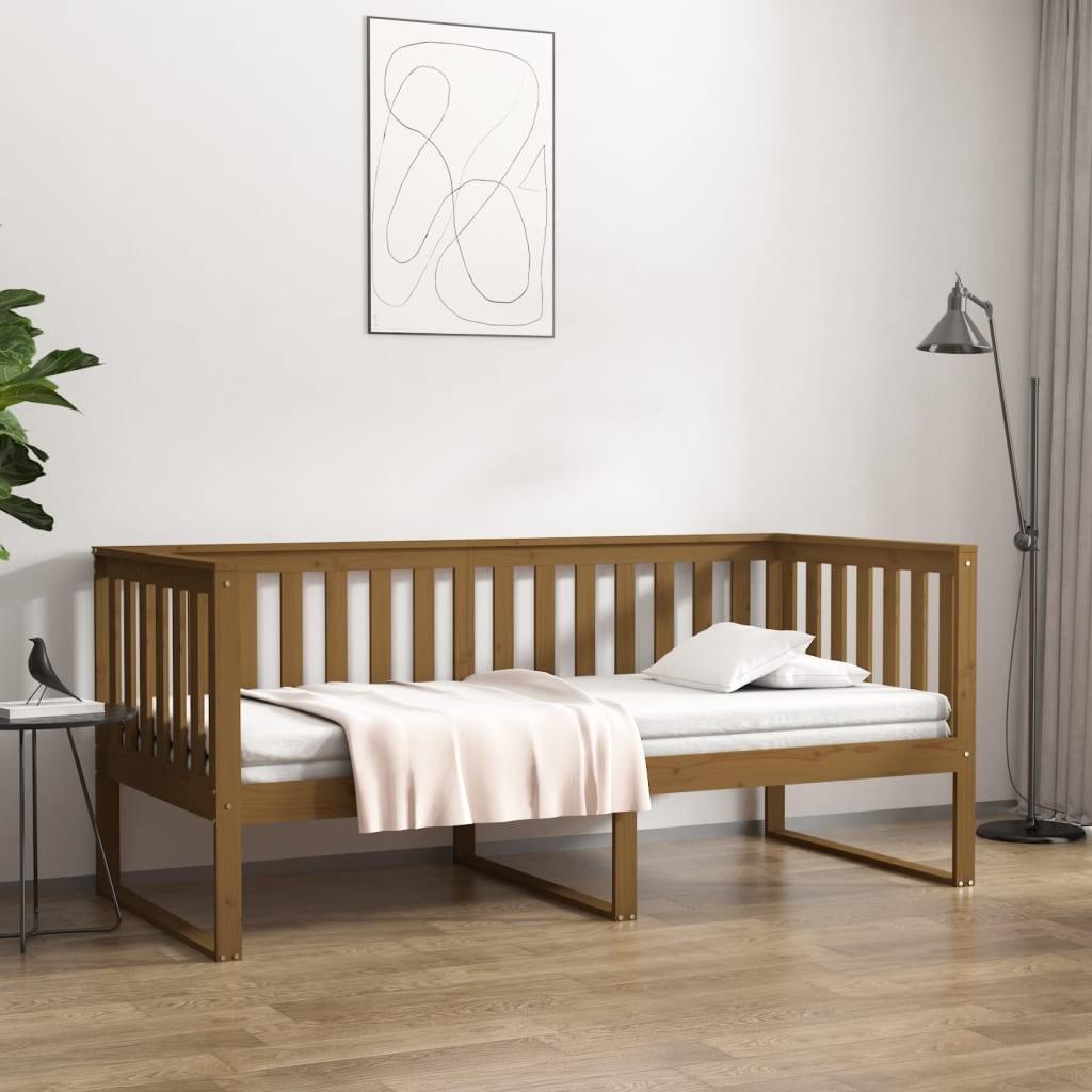 Daybed 90x190 cm massivt fyrretræ gyldenbrun