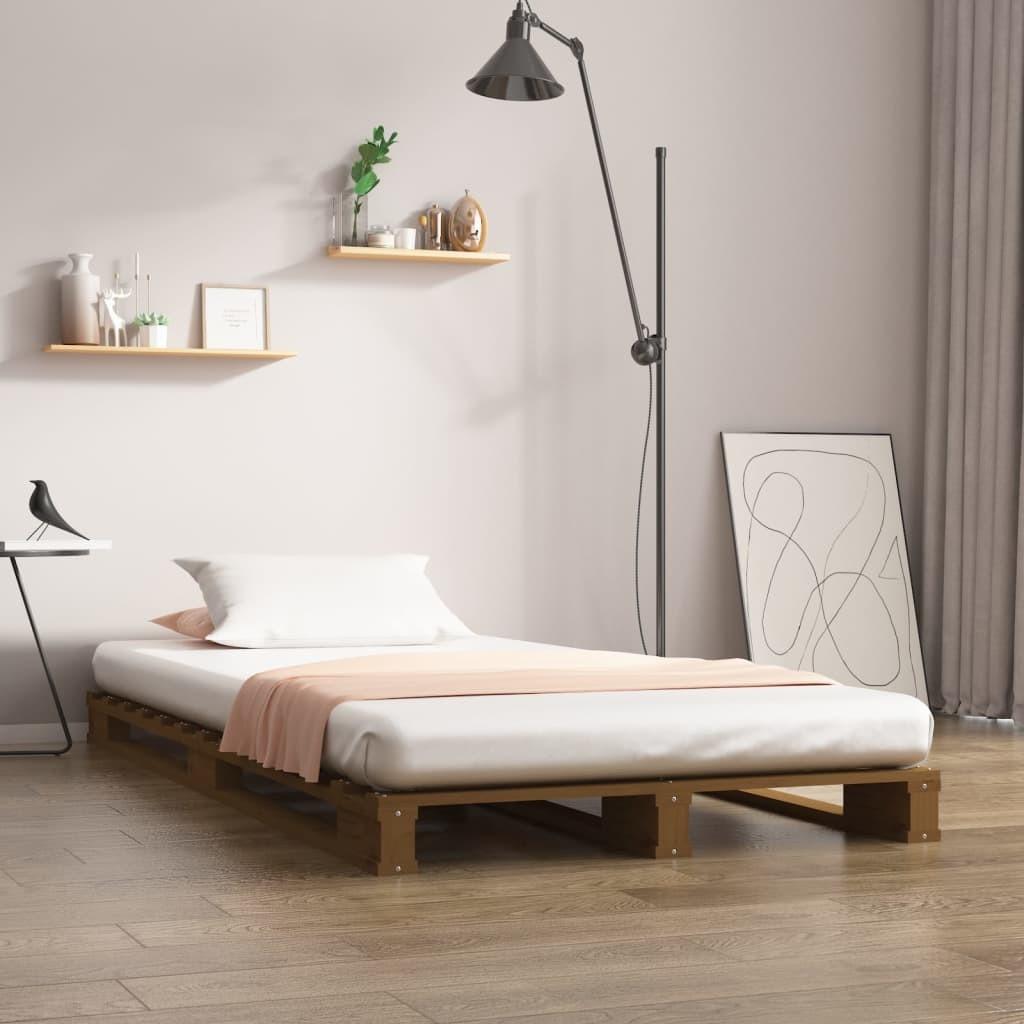 Palleseng 100x200 cm massivt fyrretræ gyldenbrun