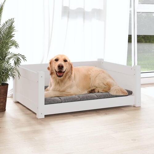 Hundeseng 75,5x55,5x28 cm massivt fyrretræ hvid