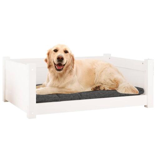 Hundeseng 75,5x55,5x28 cm massivt fyrretræ hvid