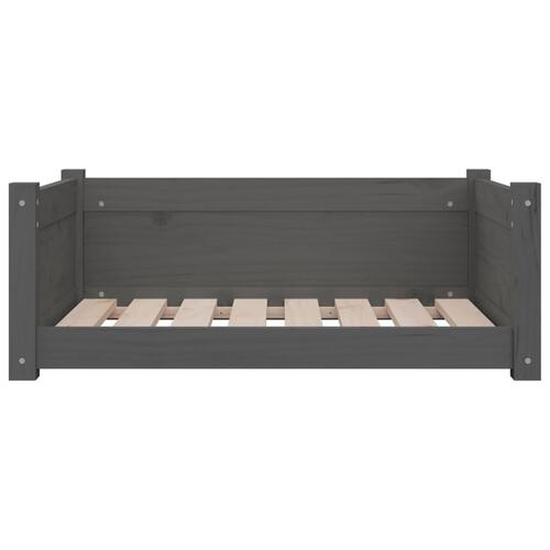 Hundeseng 75,5x55,5x28 cm massivt fyrretræ grå