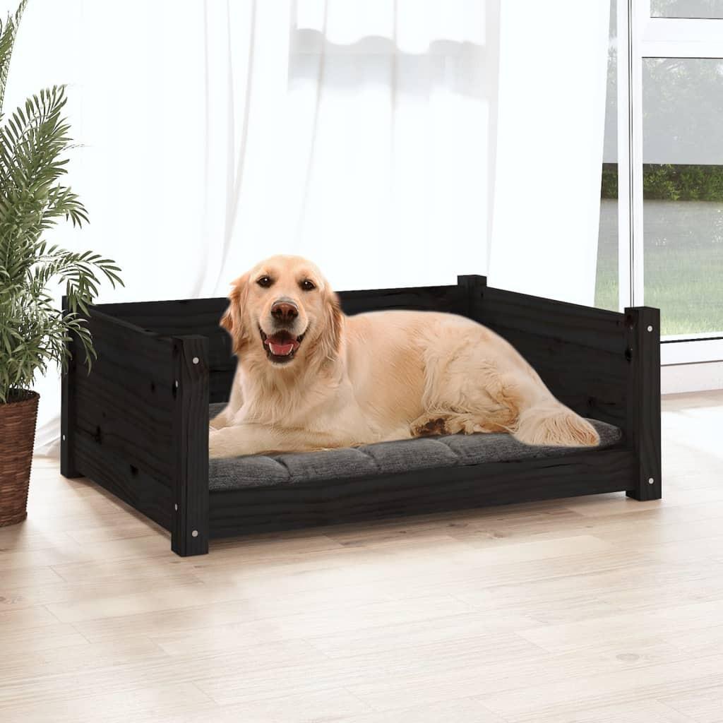 Hundeseng 75,5x55,5x28 cm massivt fyrretræ sort