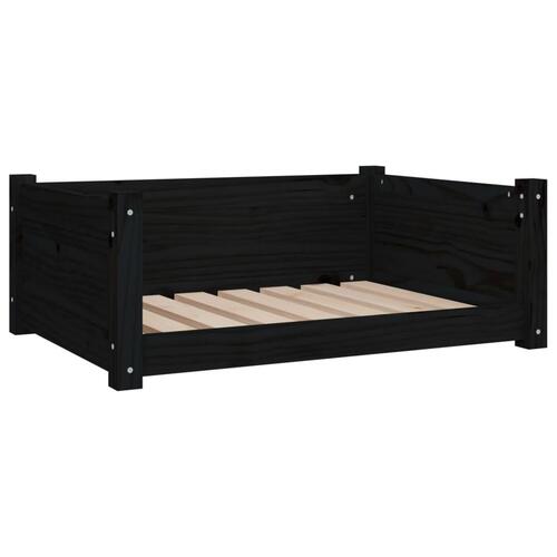 Hundeseng 75,5x55,5x28 cm massivt fyrretræ sort