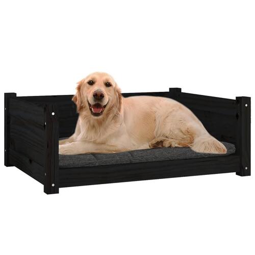 Hundeseng 75,5x55,5x28 cm massivt fyrretræ sort
