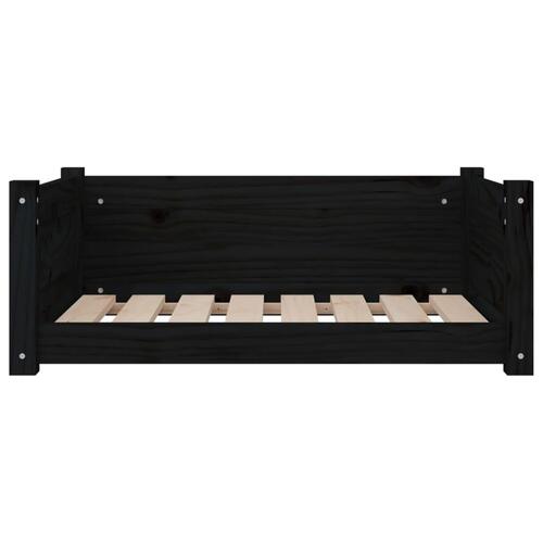 Hundeseng 75,5x55,5x28 cm massivt fyrretræ sort