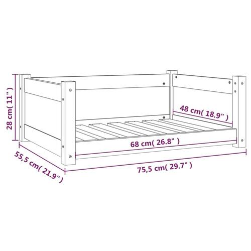 Hundeseng 75,5x55,5x28 cm massivt fyrretræ sort