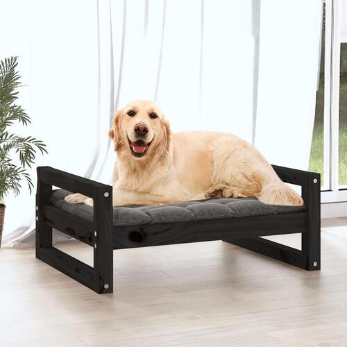 Hundeseng 75,5x55,5x28 cm massivt fyrretræ sort