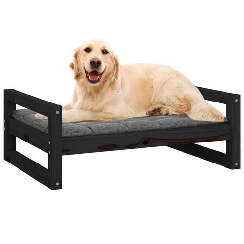 Hundeseng 75,5x55,5x28 cm massivt fyrretræ sort