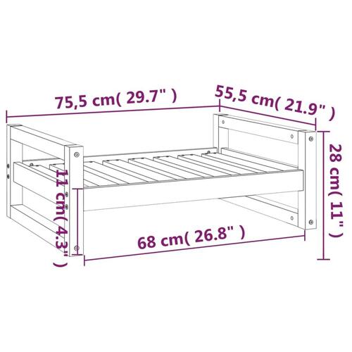 Hundeseng 75,5x55,5x28 cm massivt fyrretræ sort