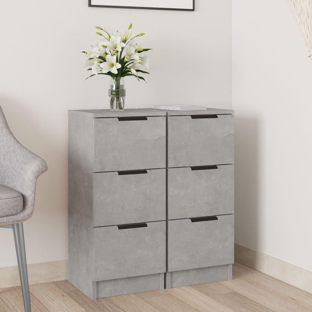 Skænke 2 stk. 30x30x70 cm konstrueret træ betongrå