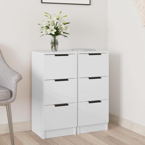 Skænke 2 stk. 30x30x70 cm konstrueret træ hvid højglans
