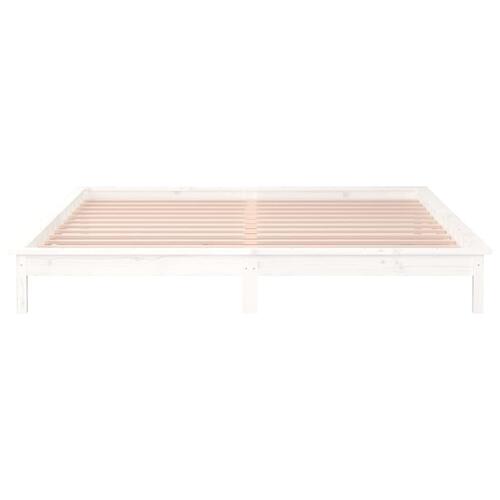 Sengeramme med LED-lys 120x200 cm massivt træ hvid