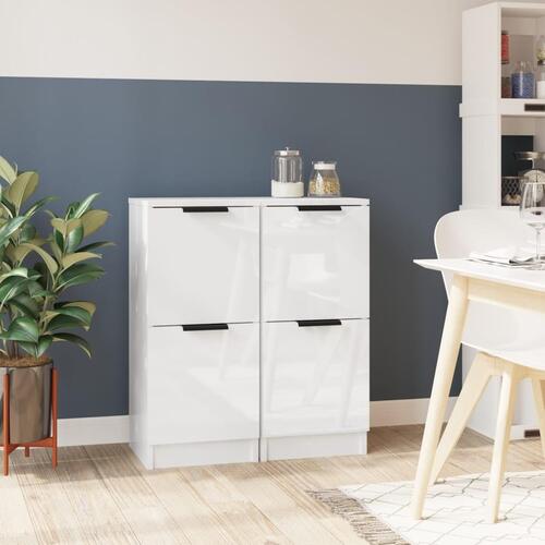 Skænke 2 stk. 30x30x70 cm konstrueret træ hvid højglans