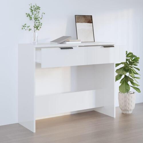 Konsolbord 90x36x75 cm konstrueret træ hvid højglans