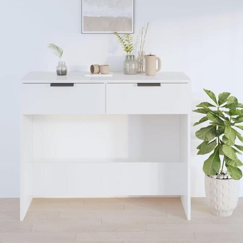 Konsolbord 90x36x75 cm konstrueret træ hvid højglans