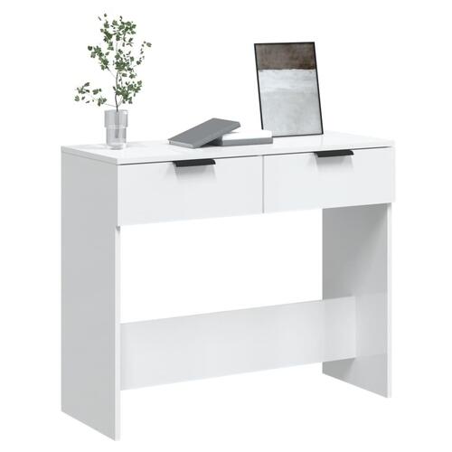 Konsolbord 90x36x75 cm konstrueret træ hvid højglans