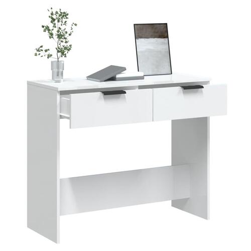 Konsolbord 90x36x75 cm konstrueret træ hvid højglans