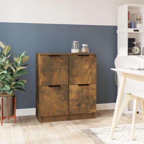 Skænke 2 stk. 30x30x70 cm konstrueret træ røget egetræ