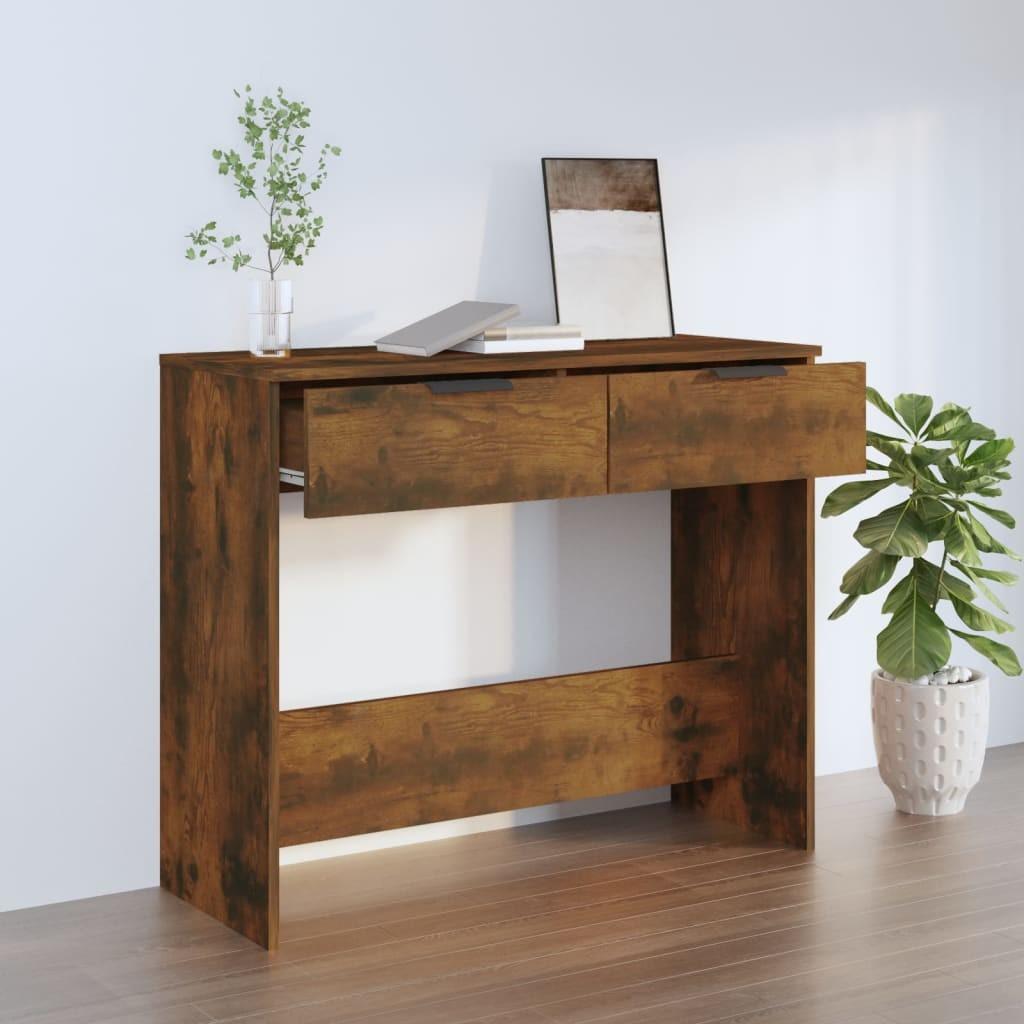 Konsolbord 90x36x75 cm konstrueret træ røget egetræsfarve