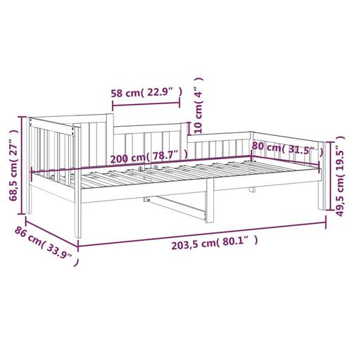 Daybed 80x200 cm massivt fyrretræ gyldenbrun