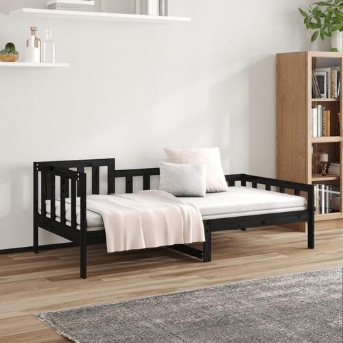 Daybed 80x200 cm massivt fyrretræ sort