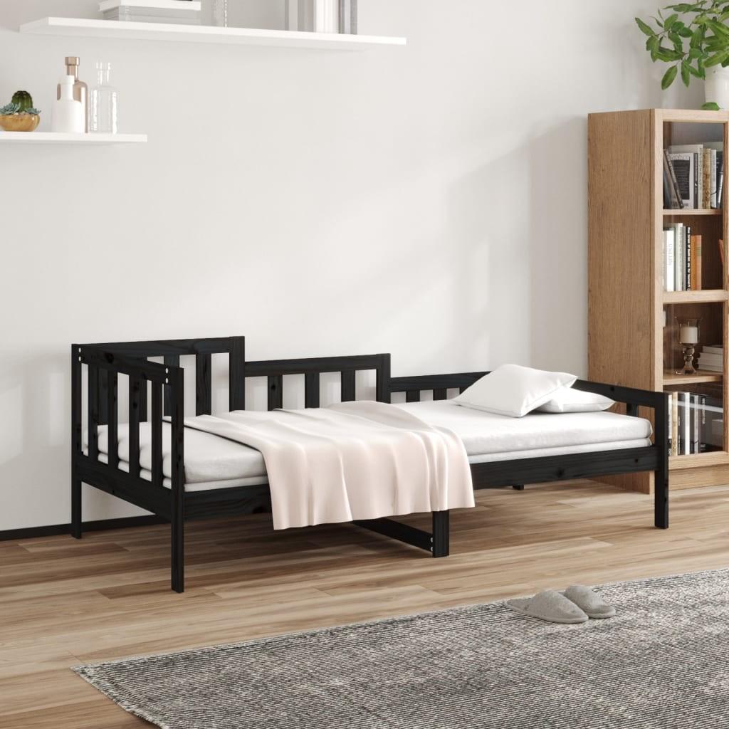 Daybed 90x200 cm massivt fyrretræ sort
