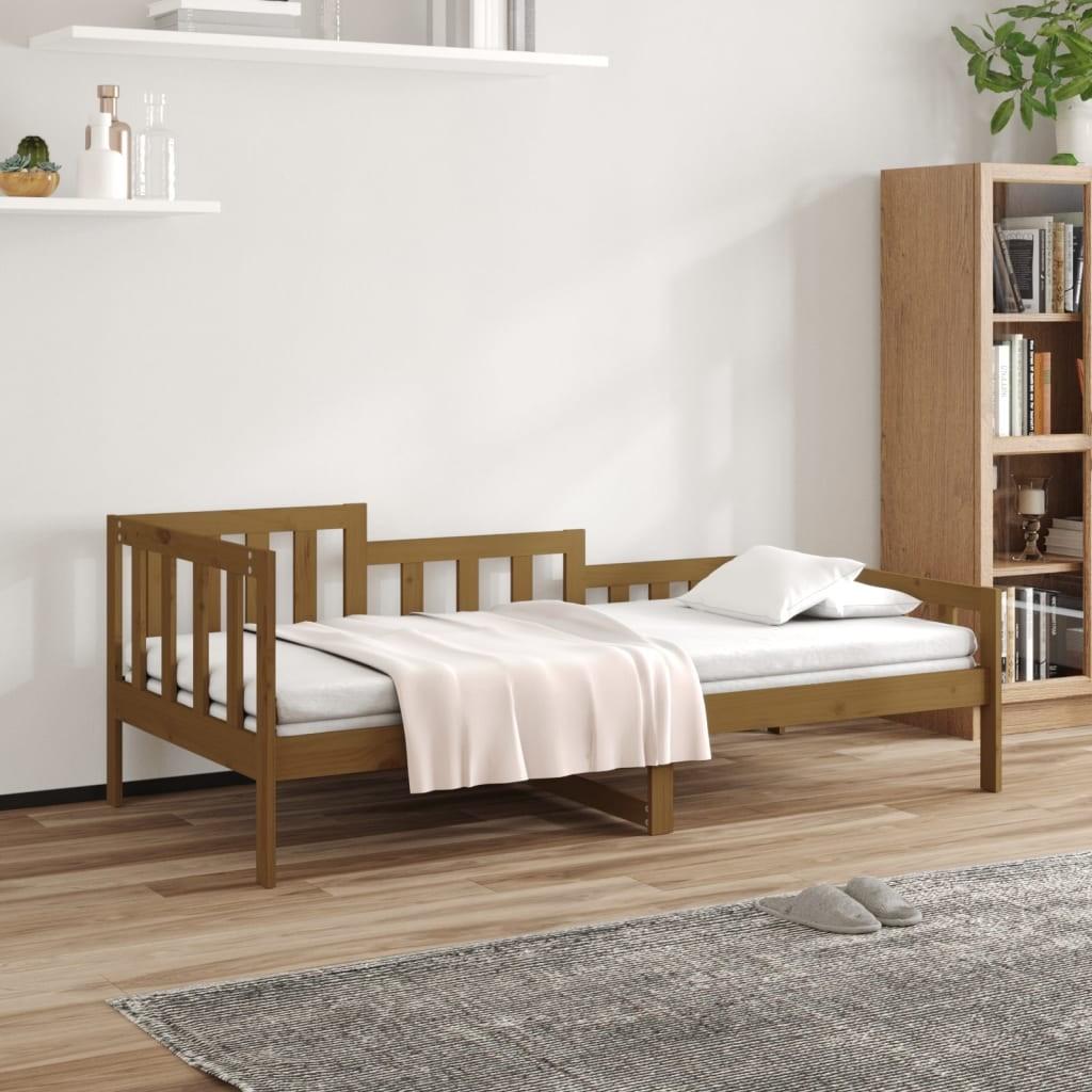Daybed 90x190 cm massivt fyrretræ gyldenbrun