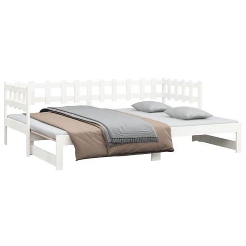 Daybed med udtræk 2x(80x200) cm massivt fyrretræ hvid