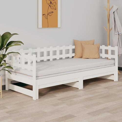 Daybed med udtræk 2x(80x200) cm massivt fyrretræ hvid