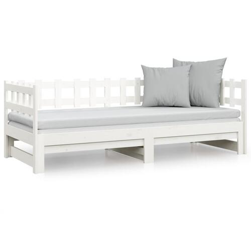 Daybed med udtræk 2x(80x200) cm massivt fyrretræ hvid