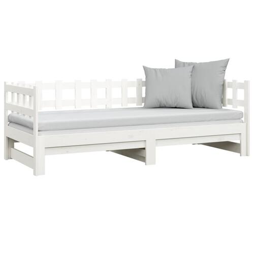 Daybed med udtræk 2x(80x200) cm massivt fyrretræ hvid