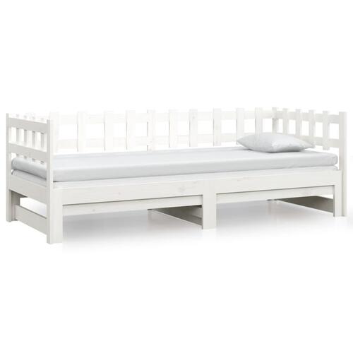 Daybed med udtræk 2x(80x200) cm massivt fyrretræ hvid
