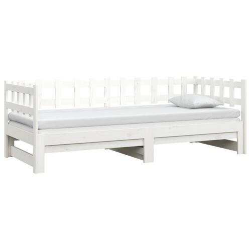 Daybed med udtræk 2x(80x200) cm massivt fyrretræ hvid
