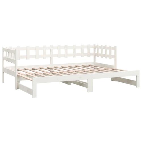 Daybed med udtræk 2x(80x200) cm massivt fyrretræ hvid