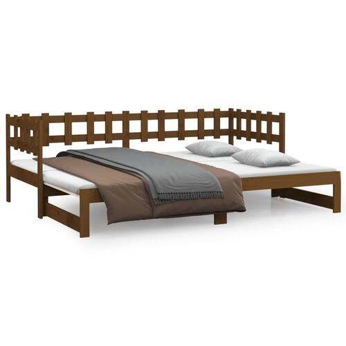Daybed med udtræk 2x(80x200) cm massivt fyrretræ gyldenbrun