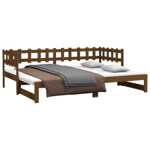 Daybed med udtræk 2x(80x200) cm massivt fyrretræ gyldenbrun