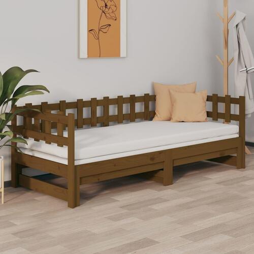 Daybed med udtræk 2x(80x200) cm massivt fyrretræ gyldenbrun