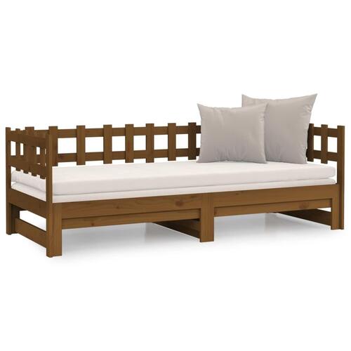 Daybed med udtræk 2x(80x200) cm massivt fyrretræ gyldenbrun