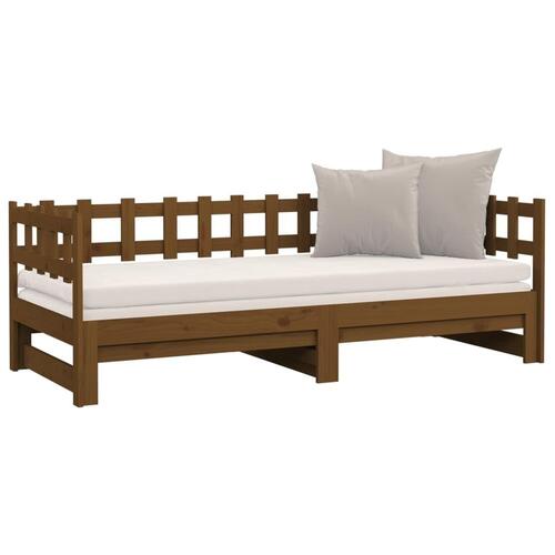 Daybed med udtræk 2x(80x200) cm massivt fyrretræ gyldenbrun