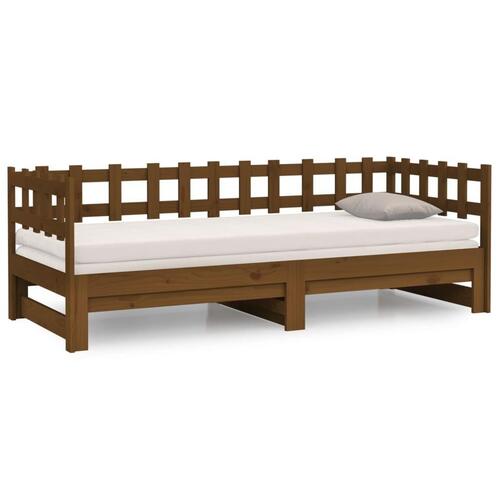Daybed med udtræk 2x(80x200) cm massivt fyrretræ gyldenbrun
